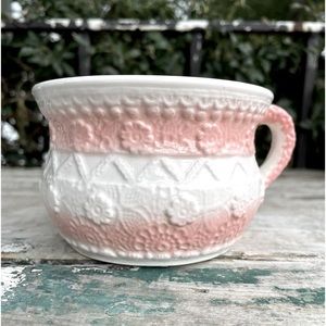 Napcoware white & pink vintage floral textured cup mcm Japan